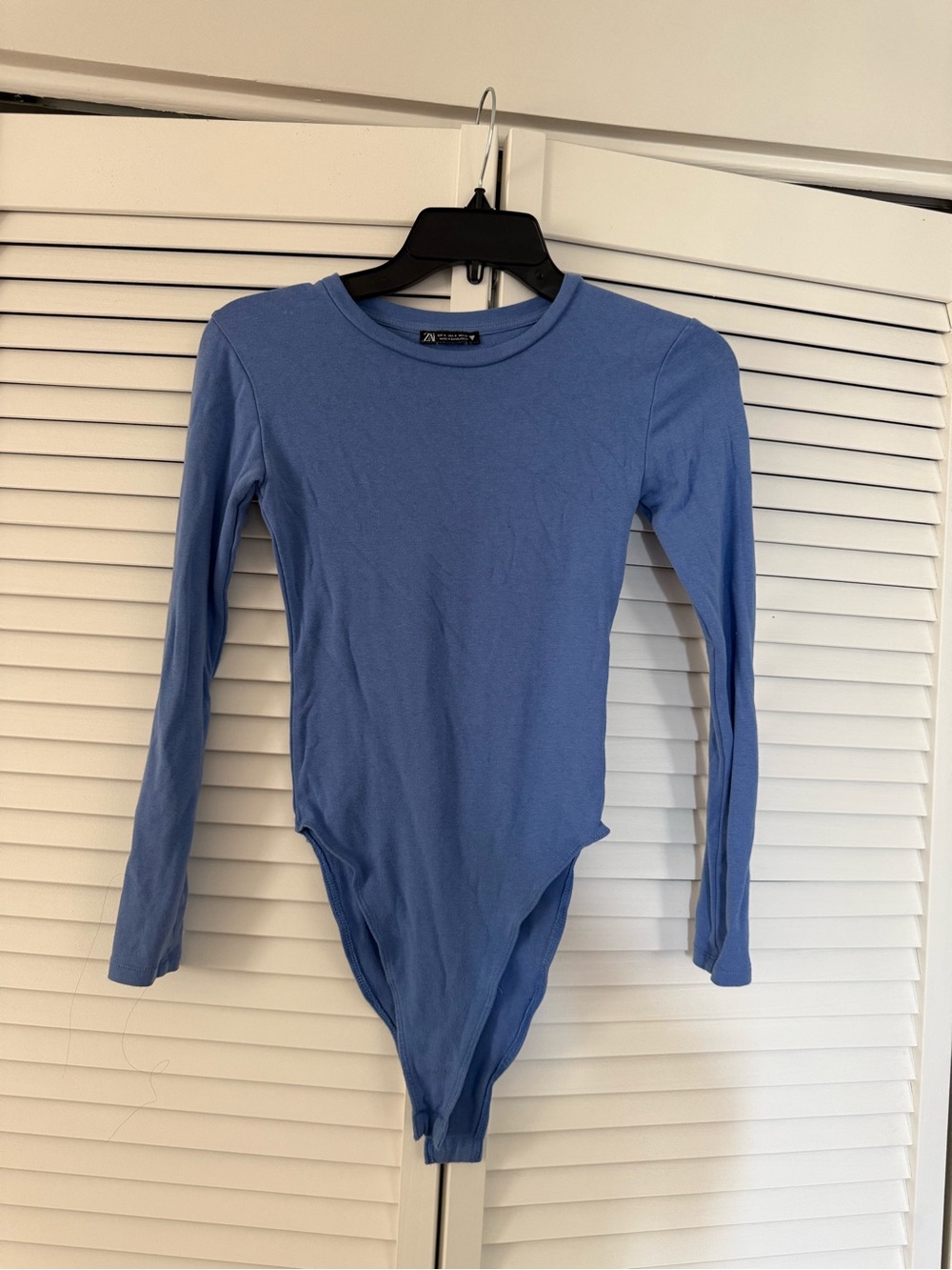 Zara Light Blue Crewneck Ribbed Bodysuit